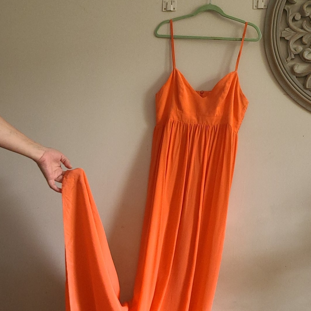 Coral silk dress